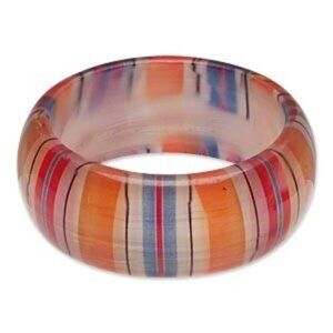 New Vintage 90s Orange Blue White Multi Striped Chunky Bangle Bracelet